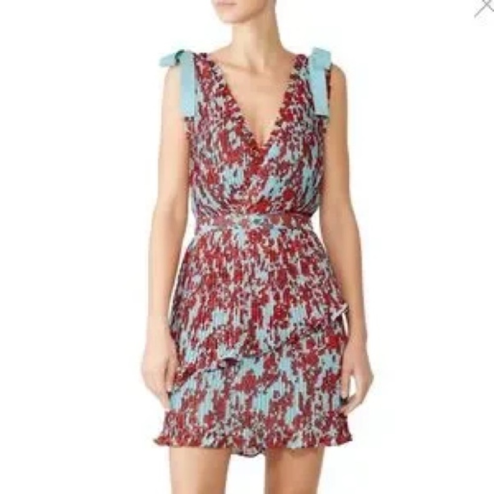 La Maison Tallulah Elegant Red and Blue Patterned Dress
